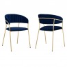 Nara Modern Blue Velvet and Gold Metal Leg Dining Room Chairs - Set of 2 01