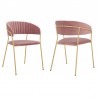Nara Modern Pink Velvet and Gold Metal Leg Dining Room Chairs - Set of 2 01