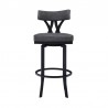 Armen Living Natalie Contemporary Bar Height Barstool In Black Powder Coated Finish And Vintage Gray Faux Leather 004