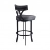 Armen Living Natalie Contemporary Bar Height Barstool In Black Powder Coated Finish And Vintage Gray Faux Leather 002