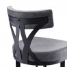 Armen Living Natalie Contemporary Bar Height Barstool In Black Powder Coated Finish And Vintage Gray Faux Leather 005