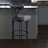 Armen Living Natalie Contemporary Bar Height Barstool In Black Powder Coated Finish And Vintage Gray Faux Leather