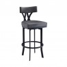 Armen Living Natalie Contemporary Bar Height Barstool In Black Powder Coated Finish And Vintage Gray Faux Leather 001