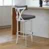 Natalie Contemporary 26" Counter Height Barstool in Brushed Stainless Steel Coated Finish and Vintage Grey Faux Leather - Natalie Contemporary 26" Counter Height Barstool in Brushed Stainless Steel Coated Finish and Vintage Grey Faux Leather