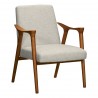 Nathan Mid-Century Accent Chair in Champagne Ash Wood Finish and Beige Fabric - Angled 