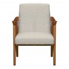 Nathan Mid-Century Accent Chair in Champagne Ash Wood Finish and Beige Fabric - Front