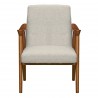 Nathan Mid-Century Accent Chair in Champagne Ash Wood Finish and Beige Fabric - Front