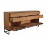 Armen Living Nevada Rustic Oak Wood Sideboard In Balsamico Side Angle Open View