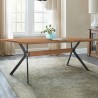 Nevada Rustic Oak Wood Trestle Base Dining Table In Dark Brown