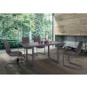Armen Living Newark Contemporary Dining Table in Gray Powder Coated Finish and Rusted Black - Lifestyle in Set