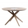 Oasis Outdoor Patio Eucalyptus Wood Dining Table with Light Finish and Stone Inlay
