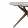 Oasis Outdoor Patio Eucalyptus Wood Dining Table with Light Finish and Stone Inlay - Side Close-Up