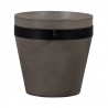 Armen Living Obsidian Medium Indoor or Outdoor Planter in Grey Concrete with Black Accent  Front View