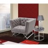 Odyssey Sofa Chair in Brushed Stainless Steel finish with Grey Tweed and Black Nail Heads - Lifestyle
