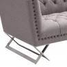 Armen Living Odyssey Sofa in Brushed Stainless Steel finish with Grey Tweed and Black Nail heads - Leg Detail