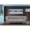 Armen Living Odyssey Sofa in Brushed Stainless Steel finish with Grey Tweed and Black Nail heads - Lifestyle