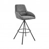 Armen Living Odessa Bar Stool In Charcoal Fabric And Black Finish  001