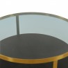 Armen Living Hattie Glass Top Brown Coffee Table with Brushed Gold Legs Top
