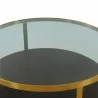 Armen Living Hattie Glass Top Brown Coffee Table with Brushed Gold Legs Top - Armen Living Hattie Glass Top Brown Coffee Table with Brushed Gold Legs Top
