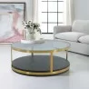 Armen Living Hattie Glass Top Brown Coffee Table with Brushed Gold Legs - Armen Living Hattie Glass Top Brown Coffee Table with Brushed Gold Legs