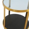 Armen Living Hattie Glass Top and Walnut Wood End Table with Brushed Gold Frame Top View