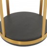 Armen Living Hattie Glass Top and Walnut Wood End Table with Brushed Gold Frame Bottom