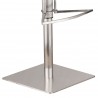 Oslo Adjustable Brushed Stainless Steel Barstool in Gray Faux Leather with Walnut Back - Leg Close-Up