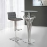 Oslo Adjustable Brushed Stainless Steel Barstool in Gray Faux Leather with Walnut Back - Lifestyle