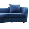 Armen Living Palisade Contemporary Sofa in Blue Velvet with Brown Wood Legs - Close-Up