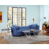 Armen Living Palisade Contemporary Sofa in Blue Velvet with Brown Wood Legs - Lifestyle 2