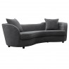 Armen Living Palisade Contemporary Sofa in Grey Velvet with Brown Wood Legs - Angled