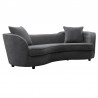 Armen Living Palisade Contemporary Sofa in Gray Velvet with Brown Wood Legs Front