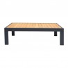 Armen Living Palau Outdoor Coffee Table in Dark Grey with Natural Teak Wood Top - Front 