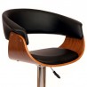 Paris Black Faux Leather Adjustable Height Swivel Walnut Wood and Chrome Bar Stool 02