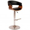 Paris Black Faux Leather Adjustable Height Swivel Walnut Wood and Chrome Bar Stool 01