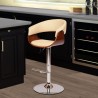 Paris Cream Faux Leather Adjustable Height Swivel Walnut Wood and Chrome Bar Stool