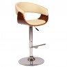 Paris Cream Faux Leather Adjustable Height Swivel Walnut Wood and Chrome Bar Stool 02