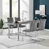 Armen Living Pacific Dining Room Accent Chair In Gray Fabric And Brushed Stainless Steel Finish - Set of 2 - Armen Living Pacific Dining Room Accent Chair In Gray Fabric And Brushed Stainless Steel Finish - Set of 2