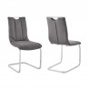 Armen Living Pacific Dining Room Accent Chair In Gray Fabric And Brushed Stainless Steel Finish - Set of 2 05