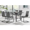 Armen Living Pacific Dining Room Chair In Gray Faux Leather And Black Finish - Set of 2 