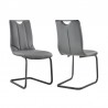 Armen Living Pacific Dining Room Chair In Gray Faux Leather And Black Finish - Set of 2  03
