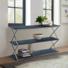 Armen Living Westlake 3-Tier Black Console Table with Brushed Stainless Steel Frame
