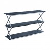 Armen Living Westlake 3-Tier Black Console Table with Brushed Stainless Steel Frame