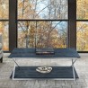 Armen Living Westlake Black Veneer Coffee Table with Brushed Stainless Steel Frame