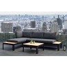 Armen Living Portals Outdoor Square Coffee Table in Black Finish with Natural Teak Wood Top Set View