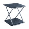 Armen Living Westlake Black Veneer End Table with Brushed Stainless Steel Frame Front