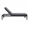 Armen Living Portals Outdoor Chaise Lounge Chair in Black Finish and Grey Cushions- Side View