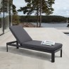 Armen Living Portals Outdoor Chaise Lounge Chair in Black Finish and Grey Cushions
