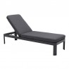 Armen Living Portals Outdoor Chaise Lounge Chair in Black Finish and Grey Cushions Side Angle View