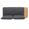 Armen Living Portals Outdoor Sofa in Black Finish with Natural Teak Wood Accent and Grey Cushions Top VIew